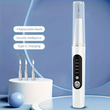1 Interdental Cleaner, 5 Working Modes, Portable Design, with LED Light, 4 Replaceable Accessories, Teeth Cleaner, Teeth Rinse Device, Type-C Charging, Suitable for Home, Outdoor, Travel, etc. Use, Thanksgiving/Christmas Gift