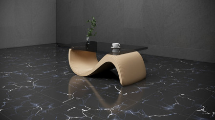 Wavy table with glass