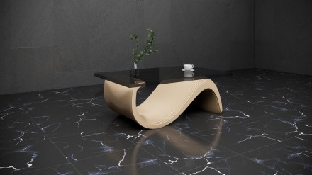 Wavy table with glass