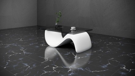 Wavy table with glass