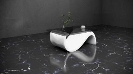 Wavy table with glass