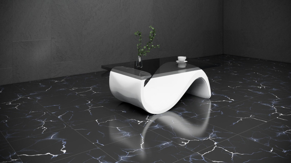 Wavy table with glass