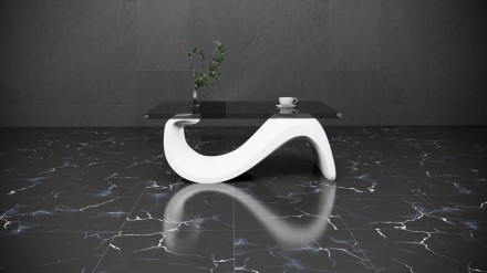 Wavy table with glass