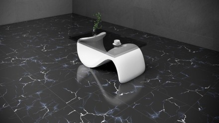 Wavy table with glass