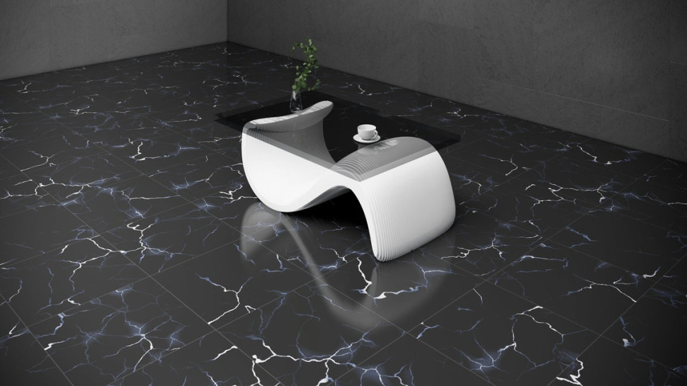 Wavy table with glass