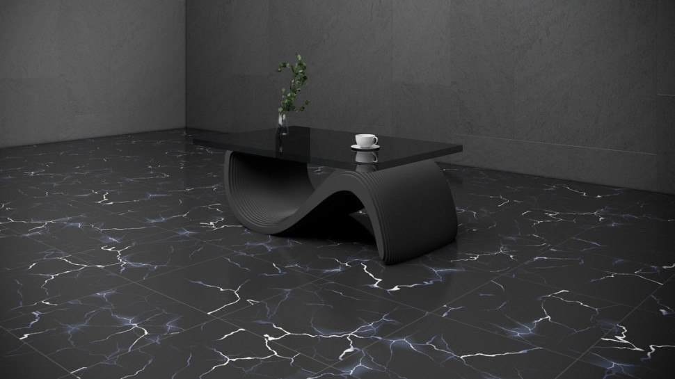 Wavy table with glass