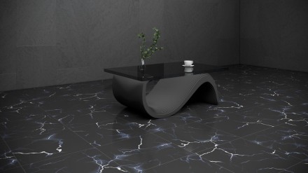Wavy table with glass