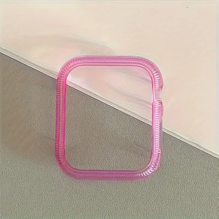 Festive Cute Pink Transparent Watch Case for Apple Watch 9, 8, 7, 6, 5, 4, 3, 2 - Lightweight Plastic Cover for iWatch 41mm, 38mm, 40mm, 42mm, 44mm, 45mm