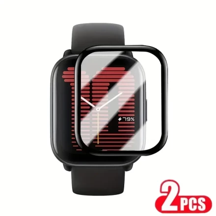 2-Pack 3D Thermoplastic Polyurethane Film, 6H Hardness, Curved Screen Protector for Amazfit Active Smartwatch