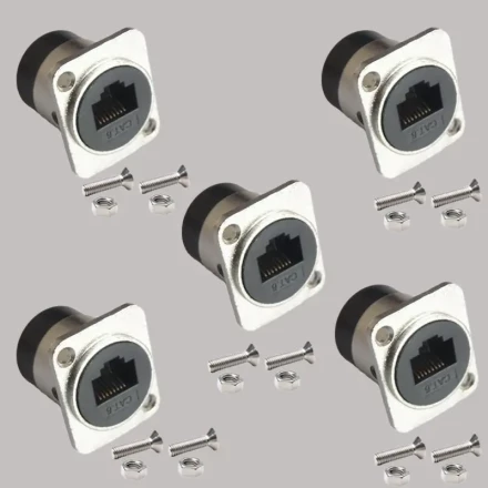 RJ45 CAT.6 Female To Female Computer Network Adapter With D-type 5pcs Screw Hole Fixing