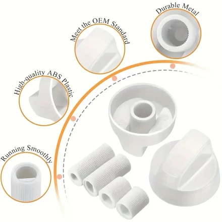 Universal White Control Knobs with 12 Adapters 4-Pack Universal Knobs for Oven/Stove/Range