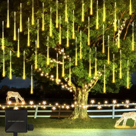 Solar meteor shower lights, LED flashing outdoor smart lights that illuminate the night, suitable for decorating gardens, courtyards, and various outdoor scenes, adding beautiful holiday accessories to Christmas, Thanksgiving, Easter, New Year gatherings,