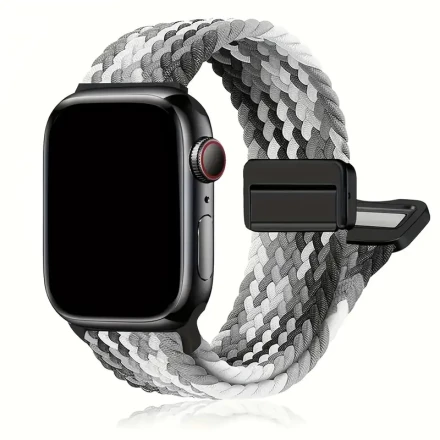 Flexible Nylon Strap for Apple Watch Ultra 2/1 49mm iWatch series 10 9 8 7 se 6 5 4 3 46mm 42mm 45mm 41mm 44mm 40mm 38mm with Magnetic Adjustment Buckle
