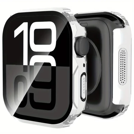 Armor Design Protector Case Compatible For IWatch Series 10/9/8/7/SE/6/5/4 With Tempered Glass Screen Protector, All Around Hard Watch Protective Cover Case Shockproof Bumper For IWatch 46mm 42mm 45mm 44mm 41mm 40mm Men