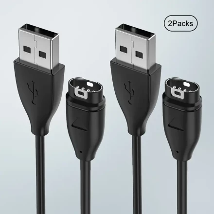 2Packs Charger Cables For Garmin Watch 3-Feet USB Charger Cable Data Transfer For Garmin Fenix 5/ 5X/ 5X Plus/ 5 Plus/ 5S/ 5S Plus/ 6X/ 6/ 6S, Etc Charging Cord