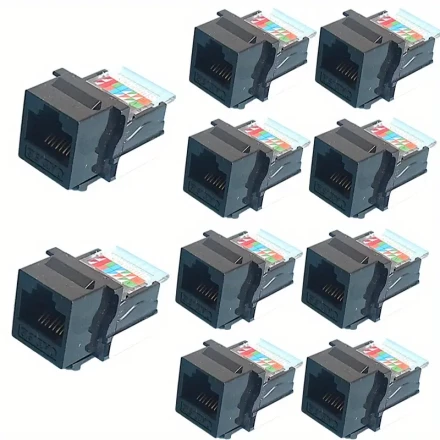 10pcs Easy Install CAT.5E RJ45 Ethernet Adapters for Computers - No Tools Required