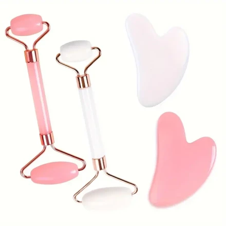 2pcs Facial Massage Roller and Gua Sha Scraper Set - Portable Face & Body Massager, Non-Electric ABS, Battery-Free, Uncharged - Ideal for Skincare & Relaxation - Suitable for Men & Women