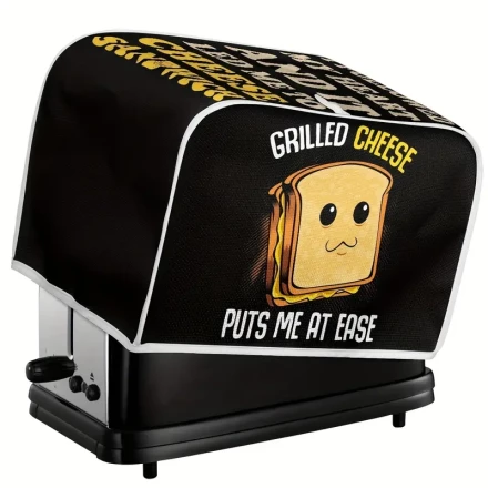 Cute Toast Pattern Quilted Polyester Toaster Cover - Dust & Fingerprint Protection, Fit for Small Kitchen Appliances, Size S