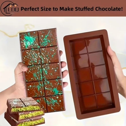 LDQ Large Rectangular Chocolate Bar Mold - Food-Grade Silicone, Perfect for Candy & Cake Baking, Essential Kitchen Gadget