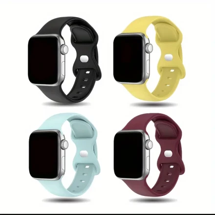 4-PCS Set Suitable for Apple Watch Sports Strap 49Mm 41Mm 40Mm 38Mm 45Mm 44Mm 42Mm for Men And Women, Iwatch Ultra SE Series Durable And Breathable Soft Silicone Wristband 8 7 6 5 4 3 2 1