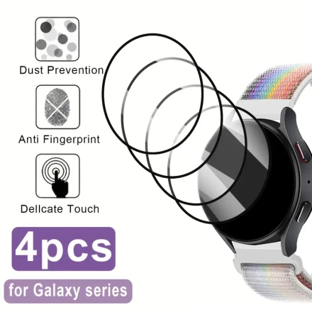 4-Pack PET Screen Protector for Samsung Galaxy Watch 7 Ultra/Watch 5/Watch 4/Watch 6, 40mm 44mm, Anti-Scratch, Fingerprint Resistant, High Transparency, Glossy Finish, 2H Hardness