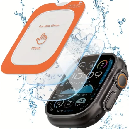 2 Pack Screen Protector For Apple Watch Ultra 2 49mm Waterproof Auto-alignment Installation Tempered Glass Full Film for iWatch Ultra 49 mm