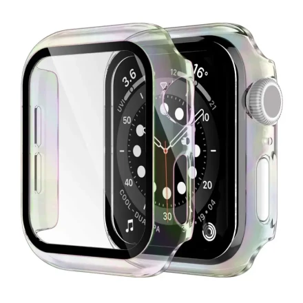 2pcs Suitable for Apple Watch Series 10/9/Ultra 1 2/8/SE2/7/6/SE/5/4/3/2/1 with Sizes 49Mm/46Mm/45Mm/44Mm/42Mm/41Mm/40Mm, Featuring a Glass Screen Protector, Ultra-Thin Protective PC Full Coverage Hard Shell Case, High-Definition Ultra-Thin Watch Case, Pe