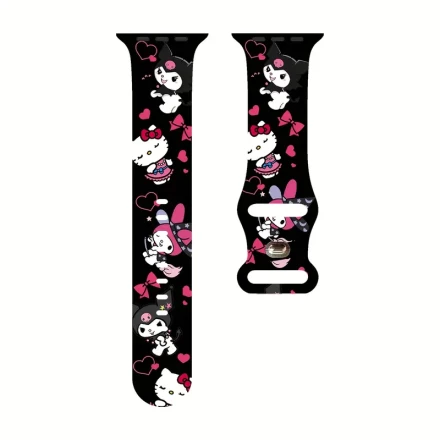 Stylish Sanrio Hello Kitty & Kuromi Print Silicone Watch Band for Apple Watch Ultra/SE/1-9 Series, 38/40/41/42/44/45/49mm, Waterproof, Butterfly Clasp, Vibrant Cartoon Design, Perfect Gift for Fans, Apple Watch Accessories