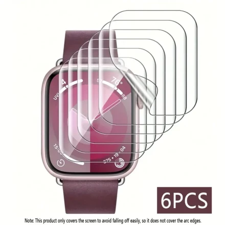 6pcs Clear TPU Hydrogel Smartwatch Screen Protect Film for Apple Watch 38/40/41/42/44/45/49/46mm Ultra/Se/10//9/8/7/6/5/4/3/2/1 Series Soft Protect Film