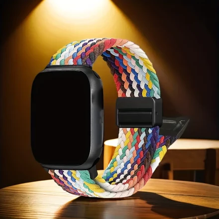 1pc Elastic Nylon Polyamide Strap for Apple Watch, Breathable Sports Ribbon, Adjustable Magnetic Clasp, Compatible with iWatch Series 1-10 & Ultra, 38mm-49mm