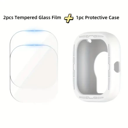 2 Tempered Glass Screen Protectors for Scratch Resistance And 1 Silicone Case Compatible with Redmi Watch 4, Flexible Silicone Shell for Shock And Scratch Protection, Smartwatch Accessories.