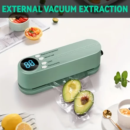 An Electric Vacuum Machine with Food Vacuum Storage Bags, Three Sizes of Vacuum-Sealed Zipper Bags, One Electric Pump, And Three Rolls of 5-Meter Food Pattern Bags for Food Storage.