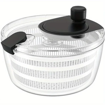 Okay Smile Salad Spinner Large 4 Liter - Manual Lettuce Spinner with Dual Drainage, Multifunctional Fruit & Vegetable Washer and Dryer, Kitchen Gadget for Efficient Cleaning & Drying Greens