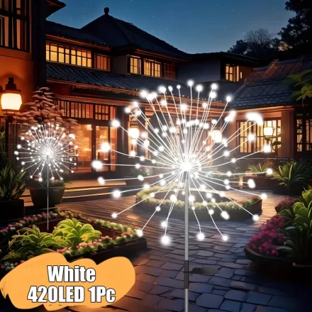 Solar Fireworks Lights - Outdoor Starburst Fairy Lights with 8 Lighting Modes Perfect for Garden & Holiday Decorations (Multi-Color & Warm White&White) Holiday Decorations Lawn light1pcs