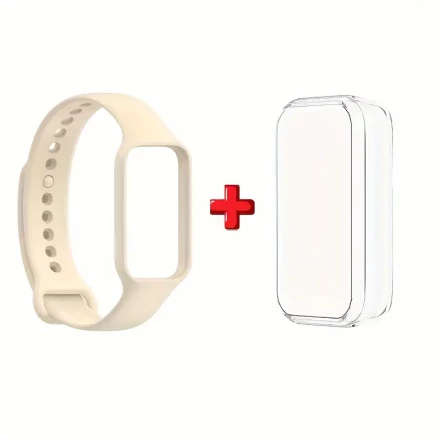2in 1 TPU Case +Strap Compatible with Amazfit Band7 Watch Band Women Men, Soft Silicone Sport Replacement Strap for Amazfit Band7 Smart Watch