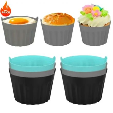 3/6pcs Air Fryer Silicone Basket Silicone Mold Air Fryer Egg Poacher Silicone Cupcake Baking Cups Ramekins for Air Fryer Ovens