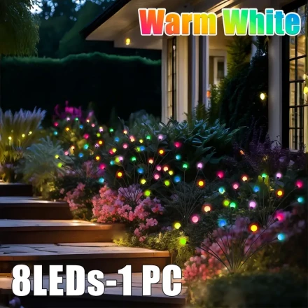 8-Mode Solar Garden Lights, Outdoor Firefly Lights, Multicolor/Warm White Options - Ideal for Patio, Travel, Camping, Parties, Cafes & Bookstores, Outdoor Solar Lights