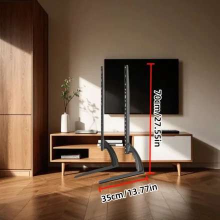 1pc Sleek Metal TV Floor Stand - Anti-Slip & Anti-Vibration Design, Secure & Stable Construction for Modern Living Rooms, Adjustable Height for Optimal Viewing Angles