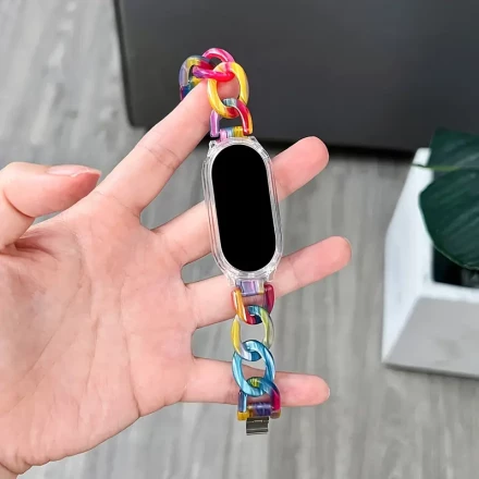 Suitable for Xiaomi Mi Band 8 Strap 7/6/5/4/3NFC Wristband Resin Transparent Five Six Seven Eight Generation Smart Bracelet Replacement Strap for Men and Women Summer Season