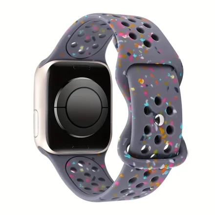 1pc Apple Perforated Breathable Watch Band, Floral Leisure Wristband, Silicone Sports Replacement Watch Band Suitable For Apple Watch Band 44MM.45MM.49MM.38MM.40MM.41MM.42MM Suitable For Iwatch Series Ultra/SE/8/7/6/5/4/3/2/1