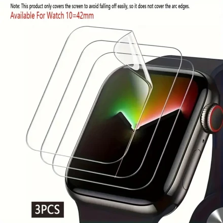 3pcs OUKNOEO Hydrogel Screen Protector for Apple Watch, 9H Hardness Thermoplastic Polyurethane Film, Easy Install, No Battery, Fingerprint-Resistant Display Guard with for Series 10/9/8/7/5/6/SE/3/2 & Ultra