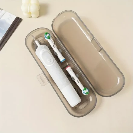 Pink Electric Toothbrush Travel Case - Translucent, Battery-Free Storage Box for Oral-B