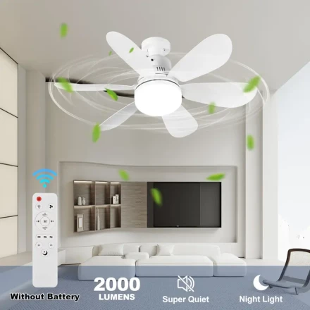 2PACKS LED Smart Ceiling Fan Lights, Multifunctional Fan Lights with Remote Control, Compatible with E26/E27 for Easy Installation, Adjustable Lighting And Speed, Suitable for Bathrooms, Bedrooms, Kitchens, Dining Rooms, Etc. - Smart Home Lighting