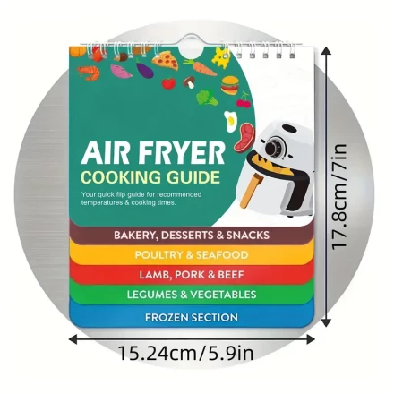1pc Air Fryer Magnetic Cooking Guide Booklet - Colorful Kraft Paper, Non-Electric, with Cooking Times & Tips for Baking, Desserts, Snacks & More - Essential Kitchen Accessory