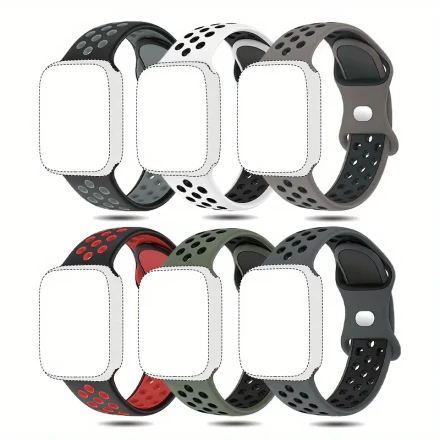 6pcs set of Apple Watch sports straps for men and women, 49mm 41mm 40mm 38mm 45mm 44mm 42mm, iWatch Ultra SE series durable breathable soft silicone wristbands 8 7 6 5 4 3 2