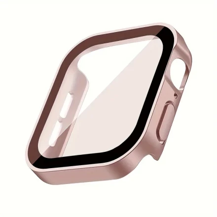 Amizee Ultra-Thin Waterproof for Apple Watch Case with Built-In Screen Protector - Scratch-Resistant Hard PC Cover, Easy Installation for Series 8/7/6/5/SE/41/44mm - Transparent, Rose Golden, Black Options