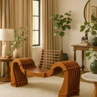 Curved Sculptural Wooden Bench