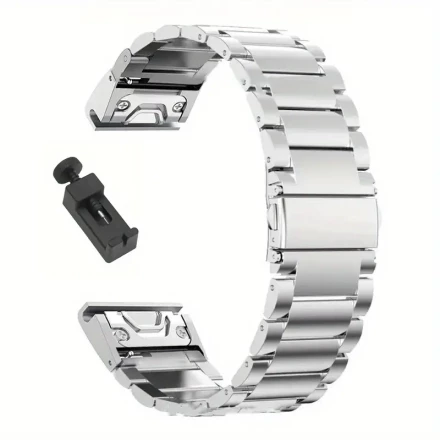 Stainless Steel Watch Band 22mm 26mm, QuickFit Metal Strap with Tools, Compatible with Garmin Fenix 8 7 Pro 7X 6 6X 5X 8X Plus, Epix Pro Tactix, Non-Water Resistant Replacement Watchband