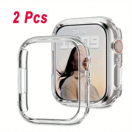 2-Pack Transparent PC Bumper Cases for Apple Watch, Compatible with 38mm-49mm Sizes, Shock-Resistant and Stylish Smartwatch Covers