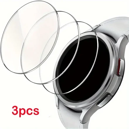 3-Pack Tempered Glass Screen Protectors for Galaxy Watch 7/6/5/4, 47mm, 9H Hardness, HD Clear, Glossy Finish, Scratch Resistant, Oleophobic, Easy Bubble-Free Installation